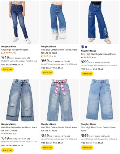 Image of Naughty Ninos Girl's Jeans at Minimum 60% Discount