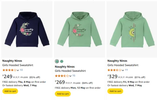Image of Naughty Ninos Girls Sweatshirt at Minimum 70% Discount