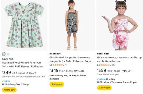 Image of Nauti NATI Girls Dresses at minimum 71% Discount