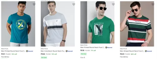 Image of Nautica Men's T-shirts upto 72% Discount