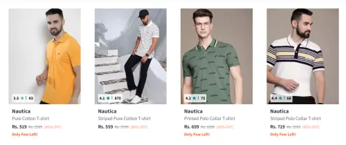 Image of Nautica Men's T-shirts at Minimum 80% Discount