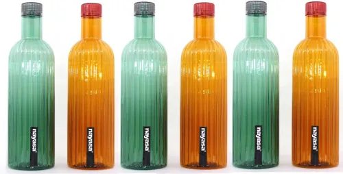 Image of NAYASA Bono Water Bottle (Pack of 6, Orange, Green, Plastic)