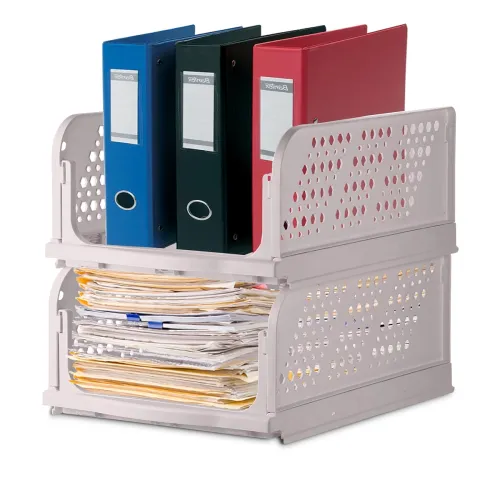 Image of Nayasa Cupboard Stacker Set of 2 Foldable & Stackable Closet Organizer