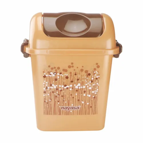 Image of Nayasa Rectangular Swing Bin 14.5 Ltrs Brown Dustbin