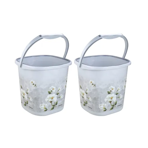 Image of Nayasa Sqr Ring Marble Bathroom Set Bucket 25 Ltrs 2 Pcs