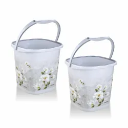 Nayasa Sqr Ring Marble Bucket 18 LTR | Set of 2
