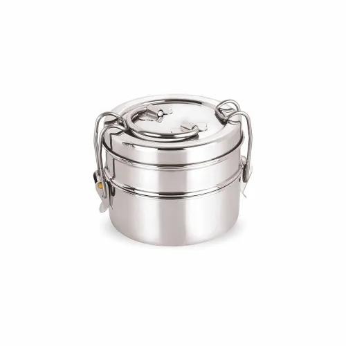 Image of Neelam Clipper Stainless Steel Tiffin Box Set, 2-Pieces, Silver-800 ml