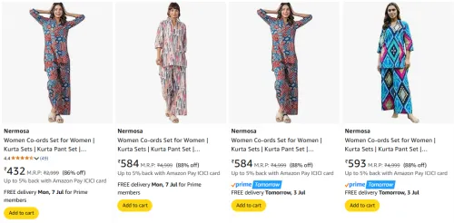 Image of Nermosa Women's Kurta Set at minimum 86% Discount