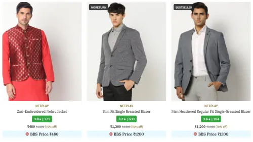 Image of NETPLAY Brand Men's Blazers & Waistcoats @ Flat 70% Discount