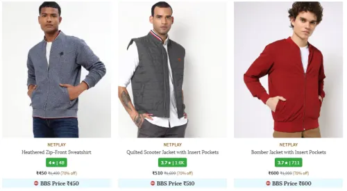 Image of NETPLAY Brand Men's Jackets & Coats @ Flat 70% Discount