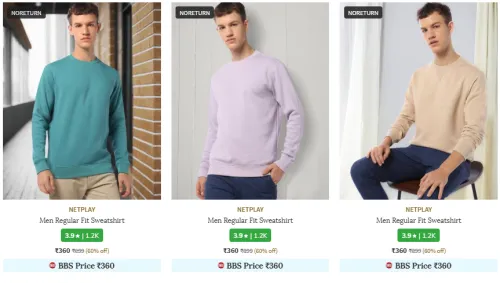 Image of NETPLAY Brand Men's Sweatshirt & Hoodies @ Flat 60% Discount