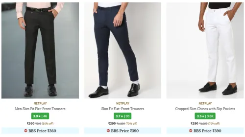Image of NETPLAY Brand Men's Trousers & Pants @ Flat 70% Discount