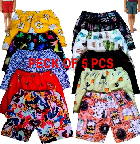 Image of New Ladies Zone Short For Girls Casual Printed Pure Cotton (Multicolor, Pack of 5)