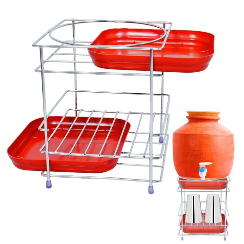 Image of Nexum Stainless Steel Matka Stand with Glass Storage