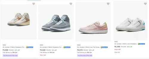 Image of NIKE Air Jordan 2 Retro Low Tex Sneakers For Men @ Minimum 40% Discount