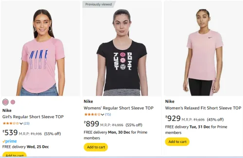Image of Nike Girl's Regular Short Sleeve TOP up to 55% Discount