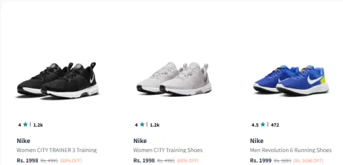 Image of Nike Women Black Running Shoes Starting at ₹1696 @ #Myntra