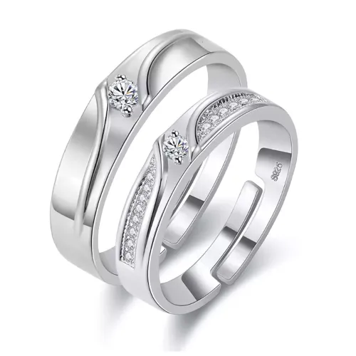 Image of Nilu's Collection Sterling Silver Plated Adjustable Couple Ring for Men & Women