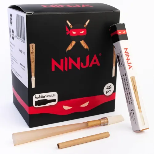 Image of NINJA Pre Rolled Cones (Brown) with Holdie inside