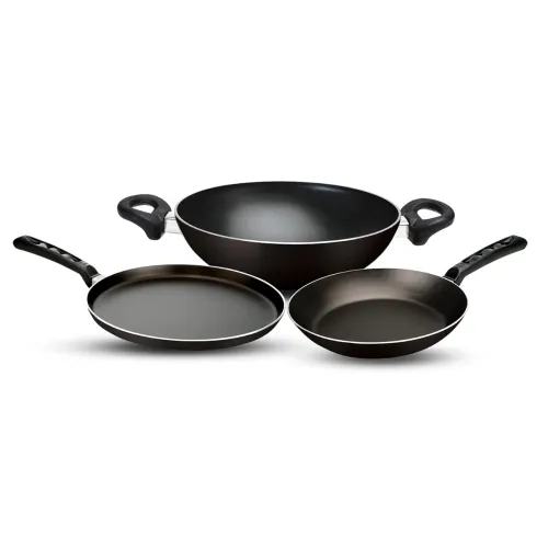 Image of NIRLEP Aspa Happiness Cookware Set 3 pcs,1 Fry Pan,1 Tawa,1 Kadhai