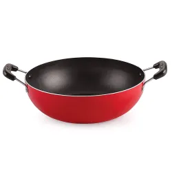 NIRLON 1.2L Non-Stick Deep Fry Kadhai (18.5cm, Red)