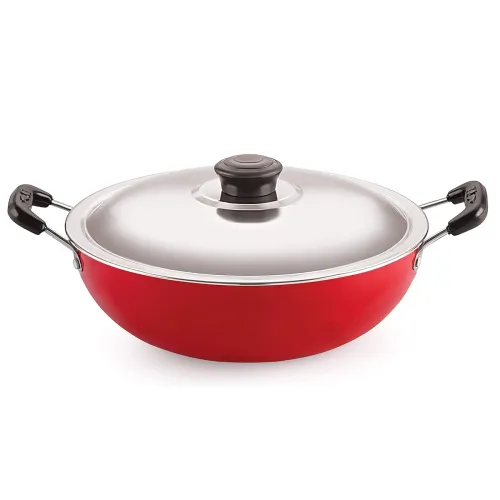 Image of Nirlon 22cm Nonstick Kadai with Lid (2.2L, Red)