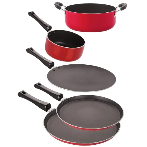Image of Nirlon 5 Pc Non-Stick Cookware Set with Steel Lid