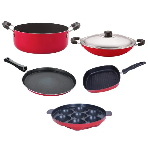 Image of Nirlon 5-Piece Non-Stick Aluminium Cookware Set