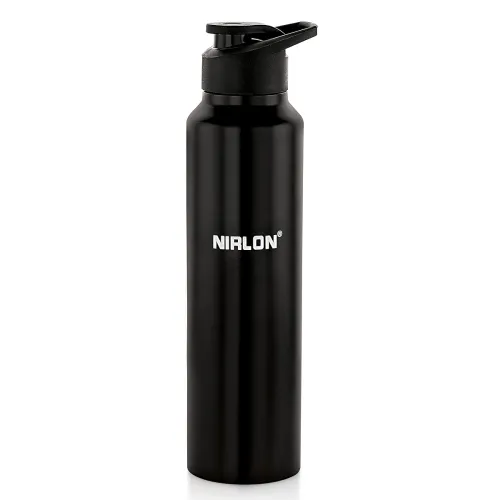 Image of NIRLON 750ml Stainless Steel Water Bottle (Black, Sipper Cap)
