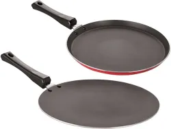 NIRLON Aluminium Nonstick Roti Tawa 28.5 cm & Dosa Tawa 27.5 cm Set, 2-Piece
