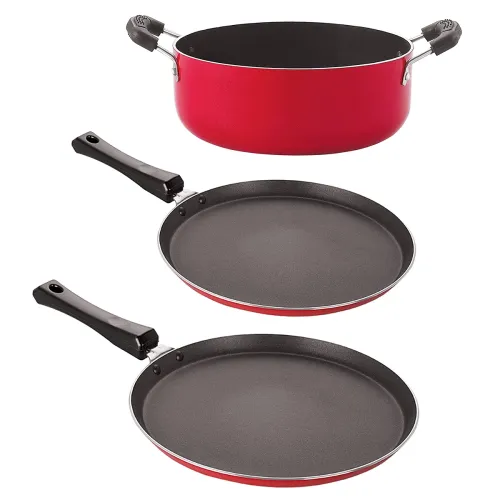Image of Nirlon Non-Stick Aluminium Heat Resistance Cookware Set of 3 Pieces