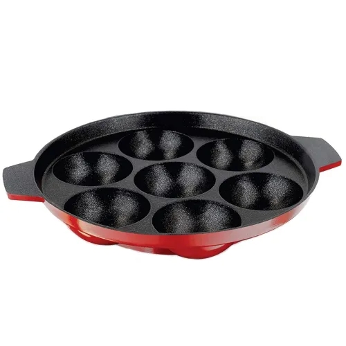 Image of NIRLON Non-Stick 7 Cavity Aluminium Appam Patra (Red)
