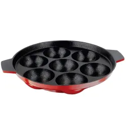 NIRLON Non-Stick 7 Cavity Aluminium Appam Patra (Red)