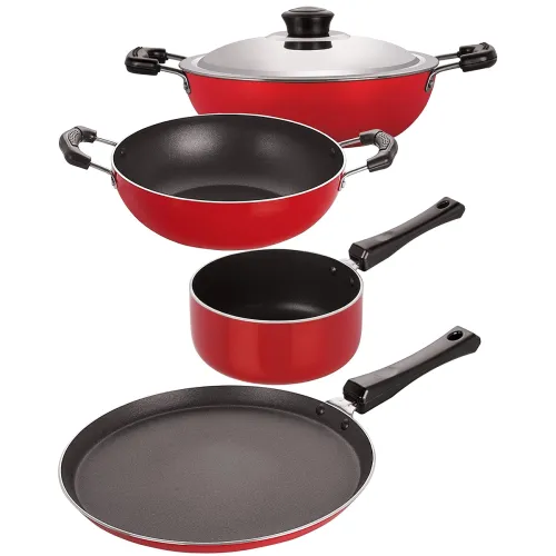 Image of Nirlon Non-Stick Aluminium PFOA Free Cookware Set, 4-Piece