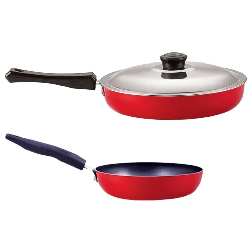 Image of Nirlon Non Stick Combo Set 2 Fry Pan 3.2 LTR with Tadka Pan-13cm