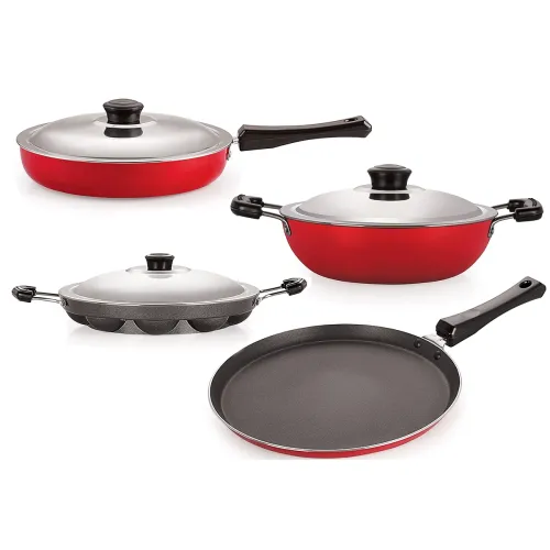 Image of Nirlon Non-Stick Aluminium Flat Base Essential Combo 