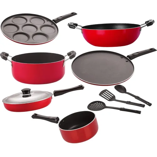 Image of Nirlon Non Stick Kitchen Cooking Combo Set with Spoons -9 pcs