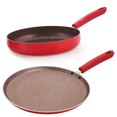 Image of Nirlon Red Stone Aluminium Non Stick Cookware Set