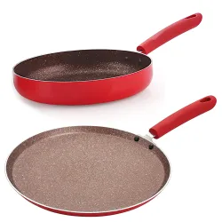 Nirlon Red Stone Aluminium Non Stick Cookware Set
