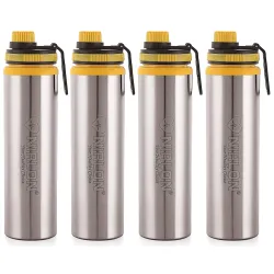 NIRLON Eco Star Stainless Steel Water Bottle 900ml Yellow Colour Set 4