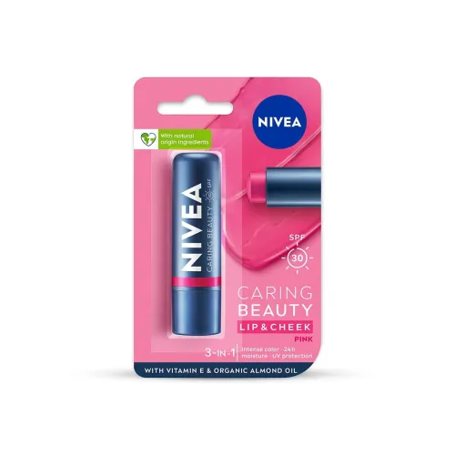 Image of NIVEA Lip Caring Beauty Pink Lip Balm | Lip & Cheek Tint with SPF 30