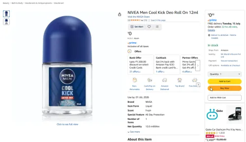 Image of NIVEA Men Cool Kick Deo Roll On 12ml