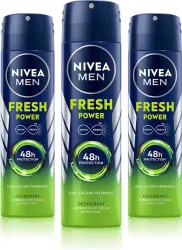 NIVEA MEN Fresh Power Deodorant Spray Body Spray - For Men  (450 g, Pack of 3)