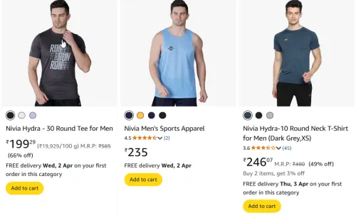 Image of Nivia Hydra - 30 Round Tee for Men T Shirt Starting Price At ₹ 199