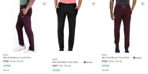 Image of NIVIA Men Solid Maroon Track Pants at 74% Discount