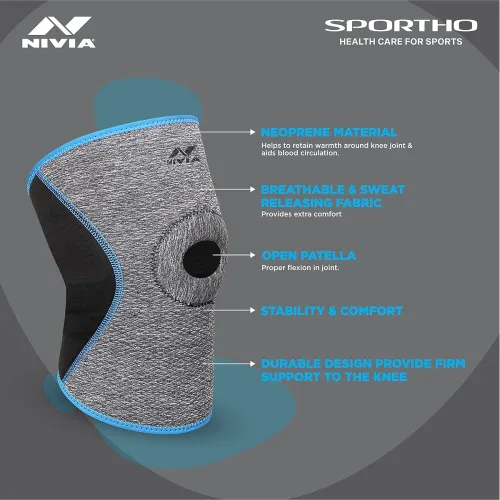 Image of NIVIA Orthopedic Knee Support with Patella Hole Slip-In Premium