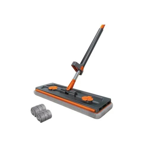 Image of NORIDY Flat Microfiber Mop with Self Wringing Stainless Steel Handle & Extra Pad