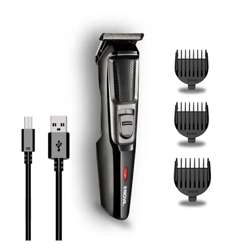 Image of Nova NHT 1074 USB , Cordless , Rechargeable: 30 Minutes Runtime Beard Trimmer for Men (Black)
