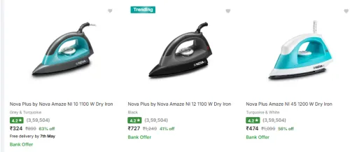 Image of Nova Plus Dry Irons Starting at just ₹324