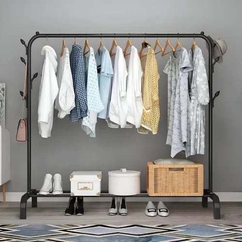Image of NP-HVRD Black Metal Heavy-Duty Collapsible Garment Rack
